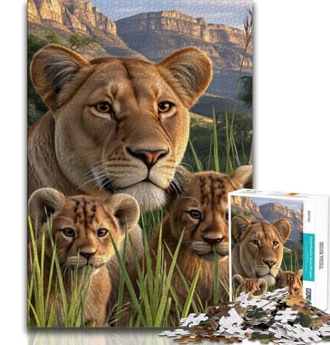 Puzzle für Teenager, 2000 Teile, Afrikanische Löwenfamilie, Spielzeug, Lernspiele, Stressabbau, tolle Geschenke und Spielzeuge, 70x100cm von FLKFDOZ