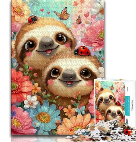 Puzzle für Teenager, 2000 Teile, Faultier in den Blumen, Spielzeug, Lernspiele, Stressabbau, tolle Geschenke und Spielzeuge, 70x100cm von FLKFDOZ