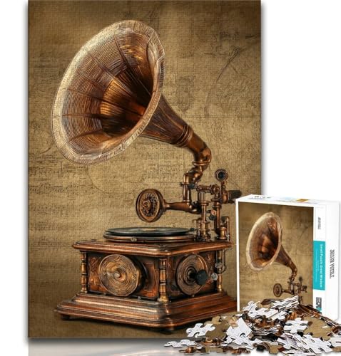Puzzle für Teenager, 2000 Teile, Retro-Grammophon, Spielzeug, Lernspiele, Stressabbau, tolle Geschenke und Spielzeuge, 70x100cm von FLKFDOZ
