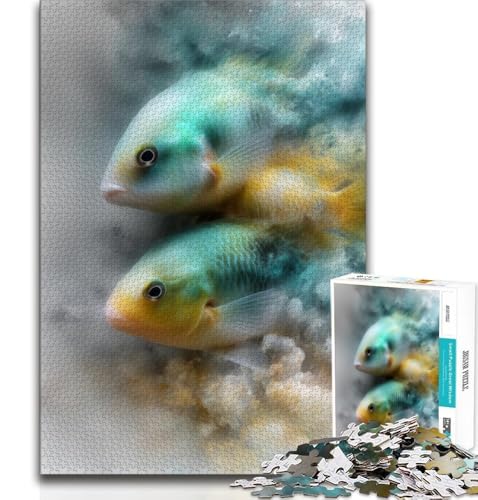 Puzzle für Teenager, Aquarellfische, Familien-Herausforderungsspielzeug, ganze Familie für Kinder ab 14 Jahren, 38x26cm Puzzle für Teenager, Aquarellfische, Familien-Herausforderungsspielzeug, ganze Familie für Kinder ab 14 Jahren, 38x26cm von FLKFDOZ