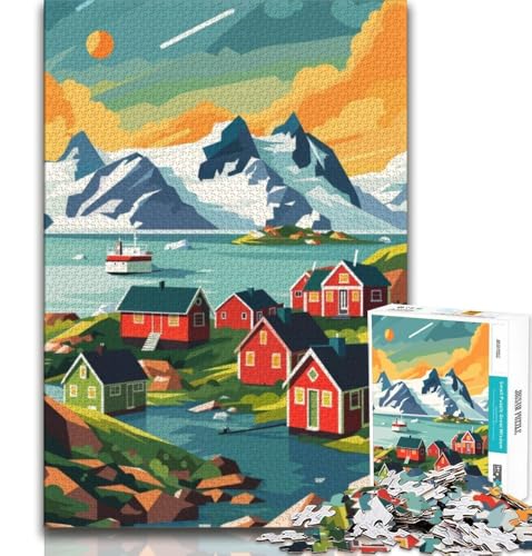 Puzzle für Teenager,1000 Teile,Grönländische Dorflandschaft,Denkspiel,Spielzeug,Jedes Teil ist einzigartig – Anspruchsvolles Familienspiel,Geeignet für Kinder und Jugendliche ab 14 Jahren,38x26cm von FLKFDOZ