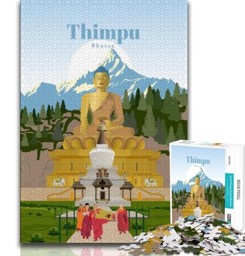 Puzzle für Teenager,1000 Teile,Reise nach Thimpu,Spielzeug-Intellektuelles Spiel,Jedes Teil ist einzigartig – Anspruchsvolles Familienspiel,Geeignet für Kinder und Jugendliche ab 14 Jahren,38x26cm von FLKFDOZ