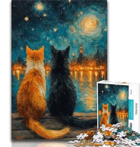 Puzzle mit 1000 Teilen „Nachthimmelkatze“, anspruchsvolles Spiel und Familienspiel, ganze Familie, 38x52cm Puzzle mit 1000 Teilen „Nachthimmelkatze“, anspruchsvolles Spiel und Familienspiel, ganze Familie, 38x52cm von FLKFDOZ