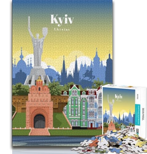 Puzzle mit 1000 Teilen für Erwachsene, Reise nach Kiew, anspruchsvolles Spiel und Familienspiel, Geburtstagsgeschenk, Geschenke, Wandkunst für Kinder ab 14 Jahren, 38x26cm von FLKFDOZ