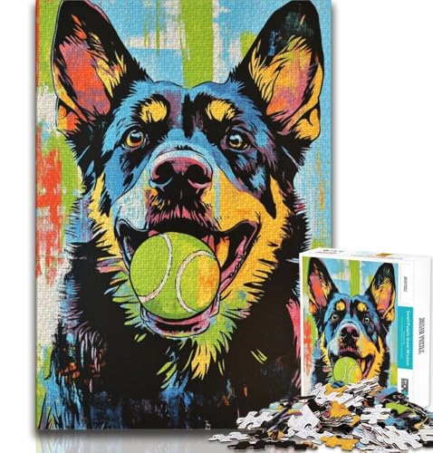 Puzzle mit 1000 Teilen für Teenager, Deutscher Schäferhund spielt mit Tennisball, Herausforderung der Gehirnintelligenz, süchtig machendes Spielzeug, Geburtstagsgeschenk, Geschenke, Wandkunst, 38x52cm Puzzle mit 1000 Teilen für Teenager, Deutscher Schäferhund spielt mit Tennisball, Herausforderung der Gehirnintelligenz, süchtig machendes Spielzeug, Geburtstagsgeschenk, Geschenke, Wandkunst, 38x52cm von FLKFDOZ