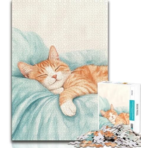 Puzzle mit 1000 Teilen mit schlafender Katze, Geschenk für Erwachsene, anspruchsvolles Spiel und Familienspiel, Wanddekoration, einzigartige Geburtstags, 38x26cm Puzzle mit 1000 Teilen mit schlafender Katze, Geschenk für Erwachsene, anspruchsvolles Spiel und Familienspiel, Wanddekoration, einzigartige Geburtstags, 38x26cm von FLKFDOZ