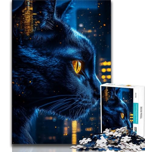 Puzzle mit 1000 Teilen zum Malen Einer schwarzen Katze für Erwachsene, anspruchsvolles Spiel und Familienspaß mit vollständig ineinandergreifenden, zufällig geformten Teilen, 38x52cm Puzzle mit 1000 Teilen zum Malen Einer schwarzen Katze für Erwachsene, anspruchsvolles Spiel und Familienspaß mit vollständig ineinandergreifenden, zufällig geformten Teilen, 38x52cm von FLKFDOZ