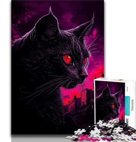 Puzzle mit 1000 Teilen zum Malen Einer schwarzen Katze für Teenager, Stressabbau, schwierige Herausforderung, gutes Geschenk für die ganze Familie, 38x52cm Puzzle mit 1000 Teilen zum Malen Einer schwarzen Katze für Teenager, Stressabbau, schwierige Herausforderung, gutes Geschenk für die ganze Familie, 38x52cm von FLKFDOZ