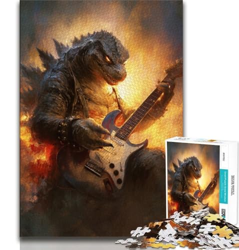 Puzzle mit Gitarre spielendem Monster, 1000 Teile, für Erwachsene und Jugendliche, zum Stressabbau, schwierige Herausforderung, stärkt die Liebe zwischen Paaren, 38x26cm von FLKFDOZ