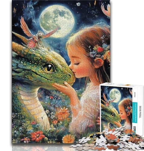 Puzzle mit fliegendem Drachen und kleinem Mädchen für Erwachsene und Jugendliche, dekomprimierendes intellektuelles Lernspielzeug, Geburtstagsgeschenk, Geschenke, Wandkunst, 38x26cm von FLKFDOZ
