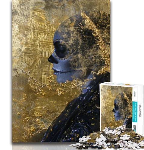 Puzzle mit goldenem Totenkopf im mexikanischen Stil, 2000 Teile, für Teenager, Geschenke, für Lernspiele, Herausforderungsspielzeug, einzigartige Heimdekoration und Geschenke, 70x100cm Puzzle mit goldenem Totenkopf im mexikanischen Stil, 2000 Teile, für Teenager, Geschenke, für Lernspiele, Herausforderungsspielzeug, einzigartige Heimdekoration und Geschenke, 70x100cm von FLKFDOZ