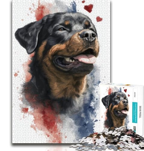 Puzzles für Erwachsene und Jugendliche, Aquarell-Rottweiler, anspruchsvolles Spiel und Lernspiel für die ganze Familie zum Geburtstag, Weihnachten, 38x52cm von FLKFDOZ