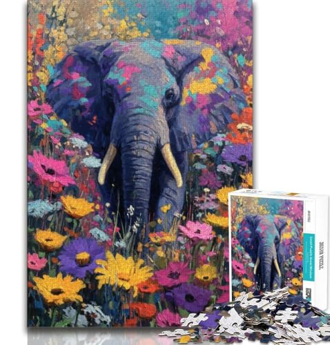 Puzzles für Erwachsene und Jugendliche, Blumenelefant, anspruchsvolles Spiel und Lernspiel für die ganze Familie zum Geburtstag, Weihnachten, 38x52cm von FLKFDOZ