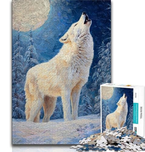 Puzzles für Erwachsene und Jugendliche, Heulender weißer Wolf, Lernspiele, Heimdekoration, Lernspiel für Geburtstag, Weihnachten, 70x100cm Puzzles für Erwachsene und Jugendliche, Heulender weißer Wolf, Lernspiele, Heimdekoration, Lernspiel für Geburtstag, Weihnachten, 70x100cm von FLKFDOZ