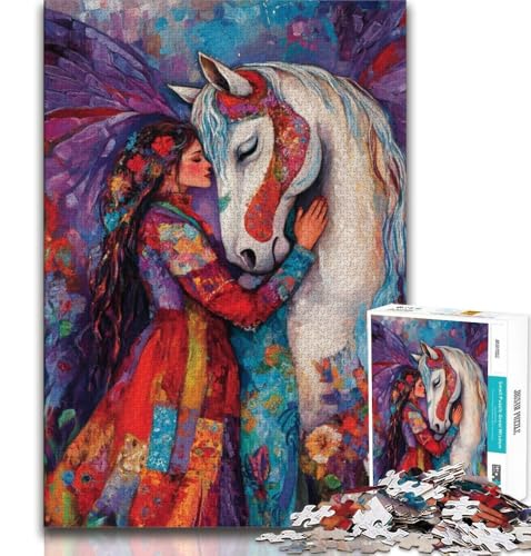 Puzzles für Erwachsene und Jugendliche, Mädchen und Pferd, anspruchsvolles Spiel und Lernspiel für die ganze Familie zum Geburtstag, Weihnachten, 50x75cm von FLKFDOZ
