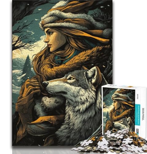 Puzzles für Erwachsene und Jugendliche, Puzzle „Wolf und Frau“, für Lernspiele, Herausforderungen, Spielzeug, Geburtstagsgeschenk, Geschenke, Wandkunst, 38x52cm Puzzles für Erwachsene und Jugendliche, Puzzle „Wolf und Frau“, für Lernspiele, Herausforderungen, Spielzeug, Geburtstagsgeschenk, Geschenke, Wandkunst, 38x52cm von FLKFDOZ