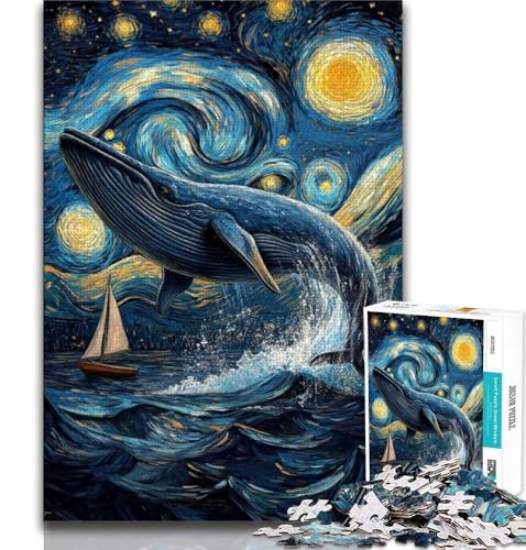 Puzzles für Erwachsene und Jugendliche, Wale unter dem Nachthimmel, Lernspiele, Heimdekoration, Lernspiel für Geburtstag, Weihnachten, 70x100cm Puzzles für Erwachsene und Jugendliche, Wale unter dem Nachthimmel, Lernspiele, Heimdekoration, Lernspiel für Geburtstag, Weihnachten, 70x100cm von FLKFDOZ