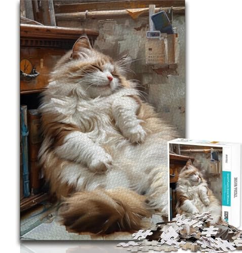 Puzzles für Erwachsene und Jugendliche, schlafende Katze, Lernspiele, Heimdekoration, Lernspiel für Geburtstag, Weihnachten, 38x52cm Puzzles für Erwachsene und Jugendliche, schlafende Katze, Lernspiele, Heimdekoration, Lernspiel für Geburtstag, Weihnachten, 38x52cm von FLKFDOZ