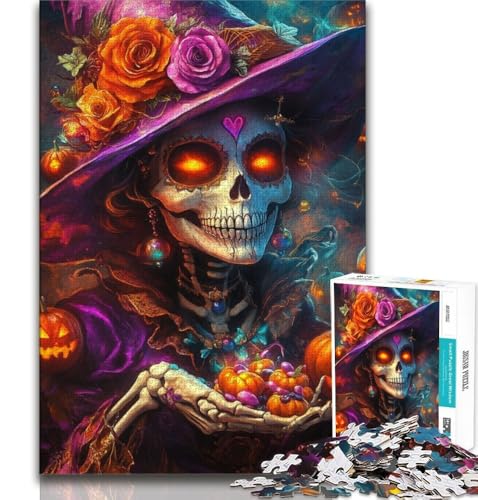 Puzzles für Erwachsene und Teenager, Halloween-Skelett, Dekomprimierendes intellektuelles Lernspielzeug, Geburtstagsgeschenk, 70x100cm von FLKFDOZ