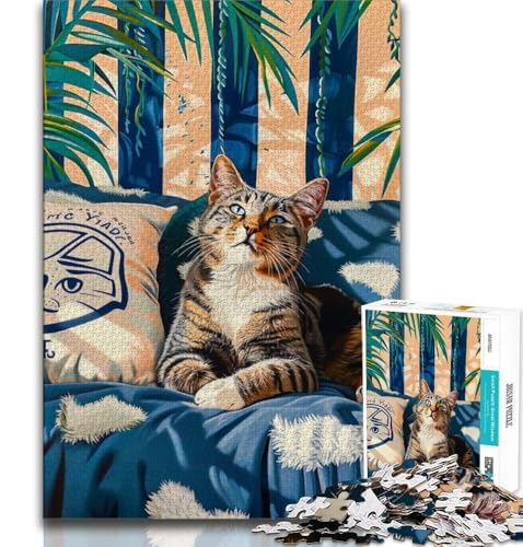 Puzzles für Erwachsene und Teenager, Puzzle „Katzenkunst“, Lernspiel, Herausforderungsspielzeug, für die Heimdekoration ab 14 Jahren, 38x26cm von FLKFDOZ