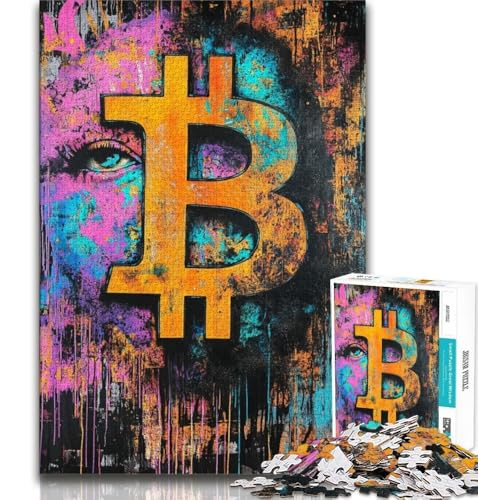 Puzzles für Erwachsene und Teenager, Puzzle Bitcoin, Lernspiel, Herausforderungsspielzeug, für die Heimdekoration ab 14 Jahren, 38x26cm von FLKFDOZ