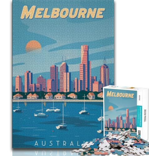 Puzzles für Erwachsene und Teenager, Puzzle Melbourne, Lernspiel, Herausforderungsspielzeug, für die Heimdekoration ab 14 Jahren, 38x26cm von FLKFDOZ