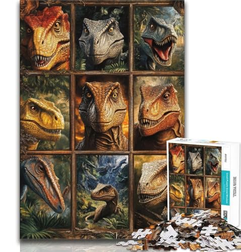Puzzles für Erwachsene und Teenager, Tyrannosaurus Rex-Collage, Lernspiel, Herausforderungsspielzeug, für die Heimdekoration ab 14 Jahren, 38x26cm von FLKFDOZ