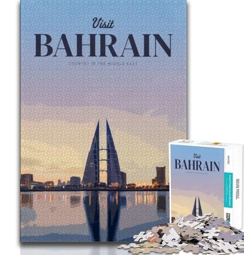 Puzzles für Teenager, 1000 Teile, „Besuchen Sie Bahrain“, Lernspielzeug, für die Heimdekoration, für Kinder ab 14 Jahren, 38x26cm von FLKFDOZ