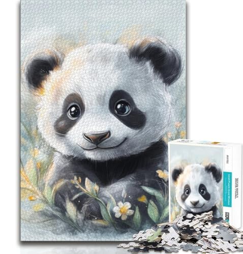 Puzzles für Teenager, 1000 Teile, Aquarell-Panda, Lernspielzeug, für die Heimdekoration ab 14 Jahren, 38x26cm von FLKFDOZ