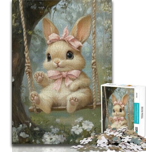 Puzzles für Teenager, 1000 Teile, Baby-Häschen auf der Schaukel, Stressabbau, Staycation, Zeit totschlagen, Eltern-Kind-Interaktion, 38x52cm Puzzles für Teenager, 1000 Teile, Baby-Häschen auf der Schaukel, Stressabbau, Staycation, Zeit totschlagen, Eltern-Kind-Interaktion, 38x52cm von FLKFDOZ
