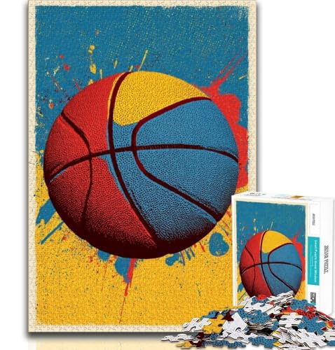 Puzzles für Teenager, 1000 Teile, Basketball-Sport, Lernspielzeug, für die Heimdekoration, für Kinder ab 14 Jahren, 38x26cm von FLKFDOZ