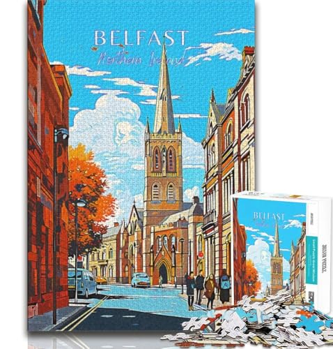 Puzzles für Teenager, 1000 Teile, Belfast-Reise, Lernspielzeug, für die Heimdekoration, für Kinder ab 14 Jahren, 38x26cm von FLKFDOZ