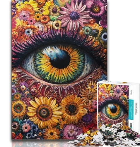 Puzzles für Teenager, 1000 Teile, Blumenaugen, Lernspielzeug, für die Heimdekoration ab 14 Jahren, 38x26cm von FLKFDOZ