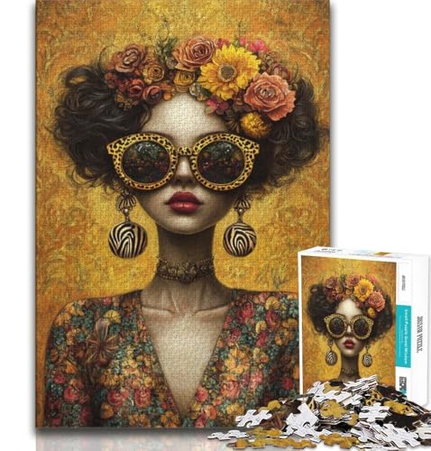 Puzzles für Teenager, 1000 Teile, Blumenmädchen-Puzzle, Lernspielzeug, für die Heimdekoration ab 14 Jahren, 38x26cm von FLKFDOZ