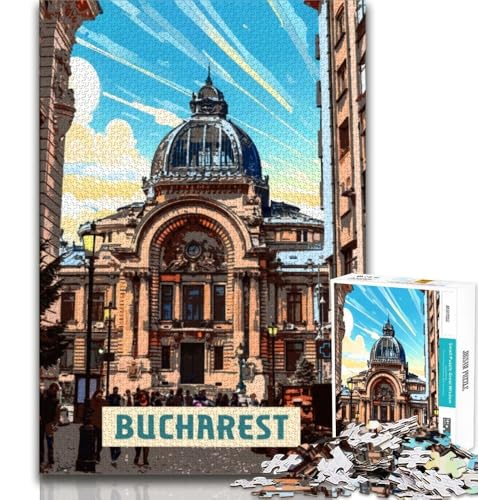 Puzzles für Teenager, 1000 Teile, Bukarest, Lernspielzeug, für die Heimdekoration, für Kinder ab 14 Jahren, 38x26cm von FLKFDOZ