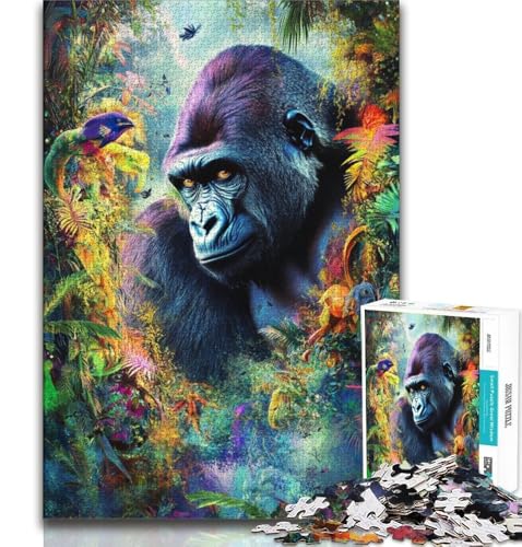 Puzzles für Teenager, 1000 Teile, Dschungel-Schimpanse, Lernspielzeug, für die Heimdekoration, für Kinder ab 14 Jahren, 38x26cm von FLKFDOZ