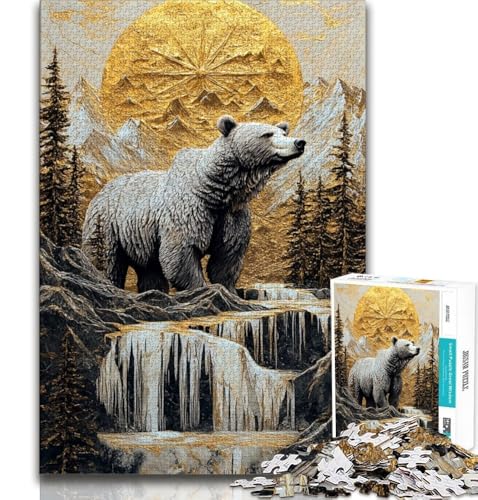Puzzles für Teenager, 1000 Teile, Goldener Braunbär, Lernspielzeug, für die Heimdekoration, für Kinder ab 14 Jahren, 38x26cm von FLKFDOZ