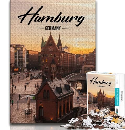 Puzzles für Teenager, 1000 Teile, Hamburg, Lernspielzeug, für die Heimdekoration, für Kinder ab 14 Jahren, 38x26cm von FLKFDOZ