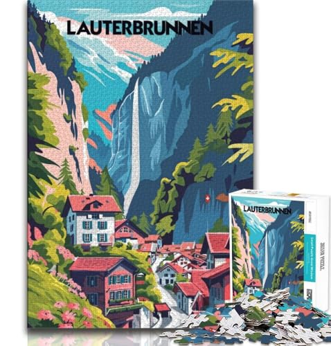 Puzzles für Teenager, 1000 Teile, Lauterbrunnen Beauty, Lernspielzeug, für die Heimdekoration ab 14 Jahren, 38x26cm von FLKFDOZ