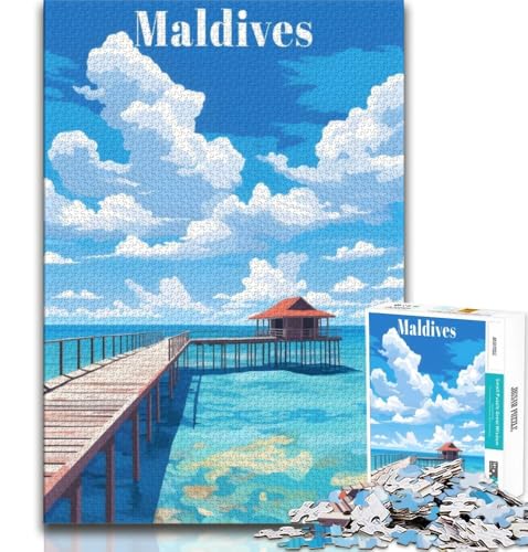 Puzzles für Teenager, 1000 Teile, Malediven-Reise, Lernspielzeug, für die Heimdekoration, für Kinder ab 14 Jahren, 38x26cm von FLKFDOZ