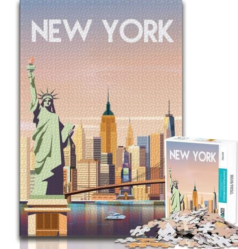 Puzzles für Teenager, 1000 Teile, New York, Lernspielzeug, für die Heimdekoration, für Kinder ab 14 Jahren, 38x26cm von FLKFDOZ