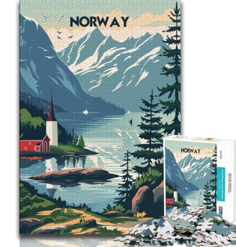 Puzzles für Teenager, 1000 Teile, Norwegische Fjordlandschaft, Lernspielzeug, für die Heimdekoration, für Kinder ab 14 Jahren, 38x26cm von FLKFDOZ