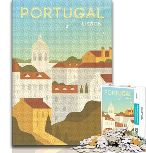 Puzzles für Teenager, 1000 Teile, Portugal, Lernspielzeug, für die Heimdekoration, für Kinder ab 14 Jahren, 38x26cm von FLKFDOZ