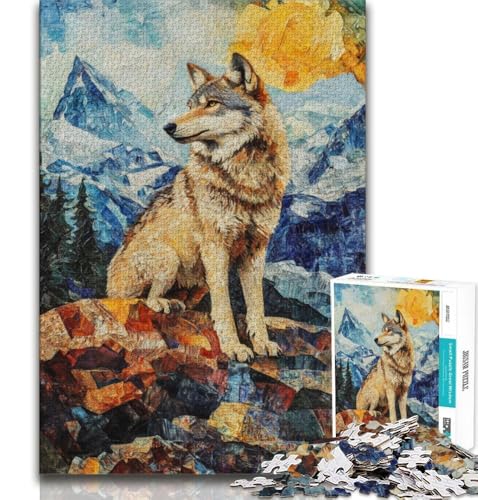 Puzzles für Teenager, 1000 Teile, Wolfskunst, Lernspielzeug, für die Heimdekoration ab 14 Jahren, 38x26cm von FLKFDOZ