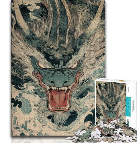 Puzzles für Teenager, 1000 Teile, japanischer Wellendrache, Lernspielzeug, für die Heimdekoration ab 14 Jahren, 38x26cm von FLKFDOZ
