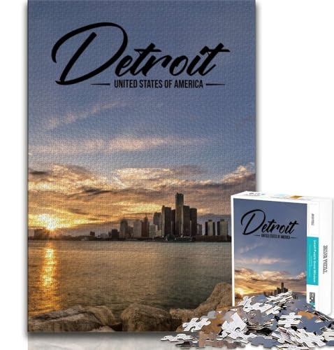 Puzzles für Teenager, 1000-teiliges Puzzle Detroit, Lernspielzeug, für die Heimdekoration ab 14 Jahren, 38x26cm von FLKFDOZ
