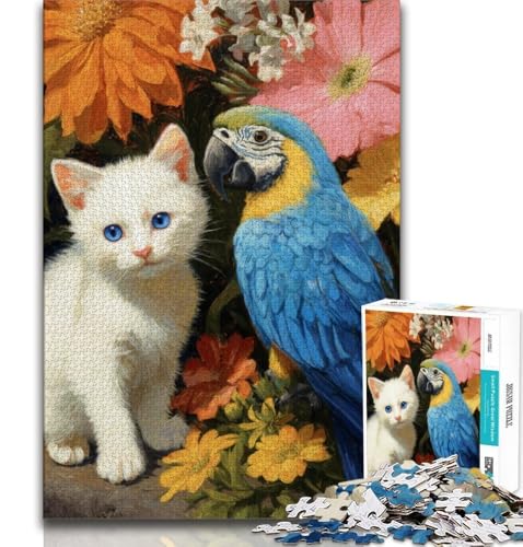 Puzzles für Teenager, 2000 Teile, Katze und Papagei, Stressabbau, Staycation, Zeit totschlagen, Eltern-Kind-Interaktion, 70x100cm von FLKFDOZ