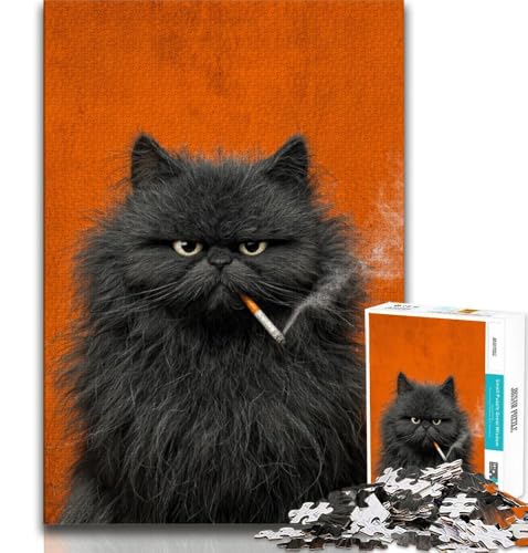 Rauchende Katze Puzzle für Erwachsene 1000 Teile Puzzle, Lernspiele Heimdekorationsangebot Als Geschenk für die ganze Familie 50x75cm Rauchende Katze Puzzle für Erwachsene 1000 Teile Puzzle, Lernspiele Heimdekorationsangebot Als Geschenk für die ganze Familie 50x75cm von FLKFDOZ