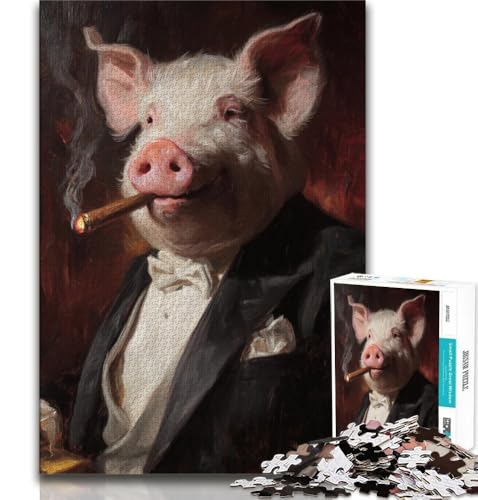 Rauchendes Schwein, 2000-teiliges Puzzle für Erwachsene, Lernspielzeug, Familienspiele, Geschenke für Freunde und Familie, 70x100cm Rauchendes Schwein, 2000-teiliges Puzzle für Erwachsene, Lernspielzeug, Familienspiele, Geschenke für Freunde und Familie, 70x100cm von FLKFDOZ