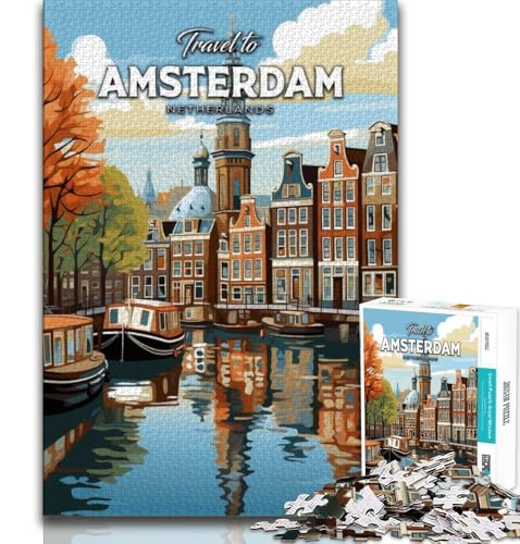 Reise nach Amsterdam, Puzzle für Teenager, 1000 Teile, anspruchsvolles Spiel, Geschenke für die ganze Familie, 38x26cm Reise nach Amsterdam, Puzzle für Teenager, 1000 Teile, anspruchsvolles Spiel, Geschenke für die ganze Familie, 38x26cm von FLKFDOZ